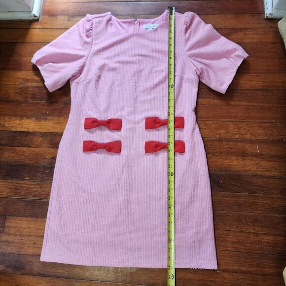 NEW She + Sky Pink Tweed Mini Dress with Red Bows - Size Large - Picture 3 of 7